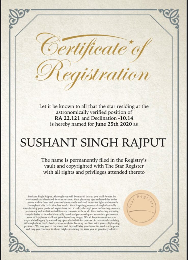 Name of star after Sushant singh rajput